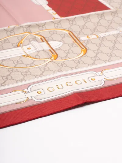 Gucci Printed Silk Carré In Pink