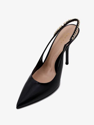 Gucci Signoria Embellished Patent-leather Slingback Pumps In Black