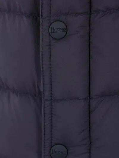 Herno Quilted Down Shirt Jacket In Blue