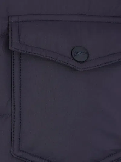 Herno Quilted Down Shirt Jacket In Blue