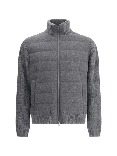 Herno Wool Bomber Jacket In Gray