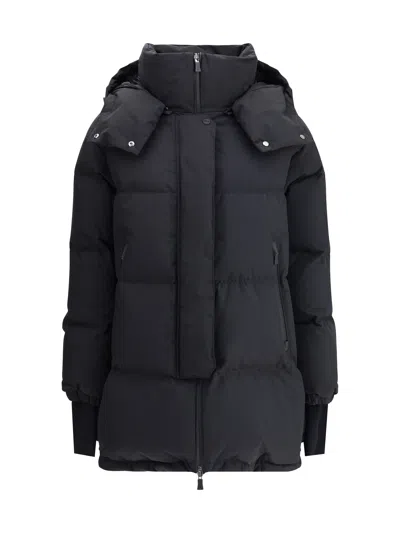 Herno Long Length Quilted Hooded Down Jacket In Blue