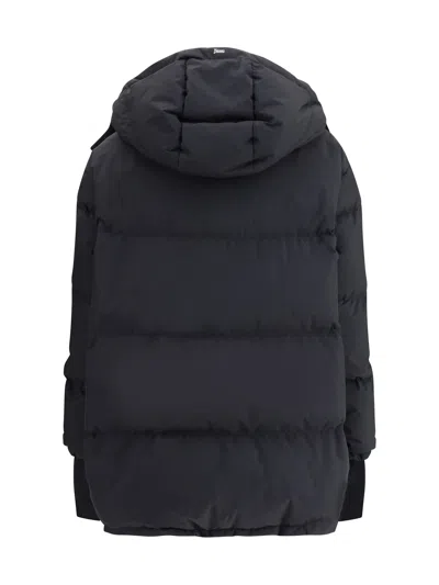 Herno Long Length Quilted Hooded Down Jacket In Blue