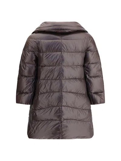 Herno Women Midi Down Jacket In Brown