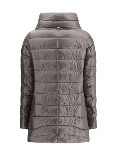 Herno Women Midi Down Jacket In Brown