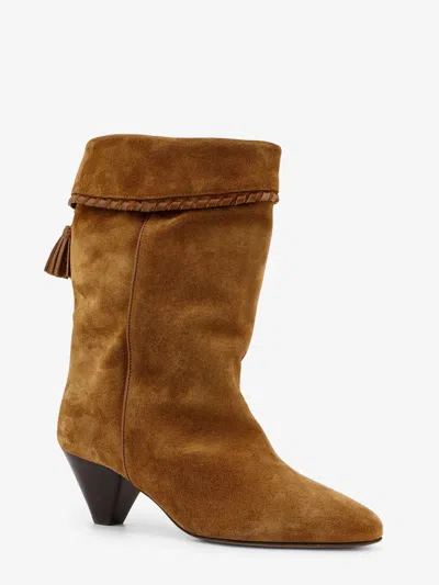 Isabel Marant Dalby Tasseled Leather-trimmed Suede Ankle Boots In Brown