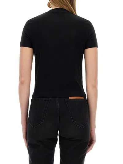 Jacquemus Womens Black Logo-patch Cropped Stretch-cotton T-shirt In Black