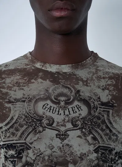 Jean Paul Gaultier Médaillon Mesh Top In Gray