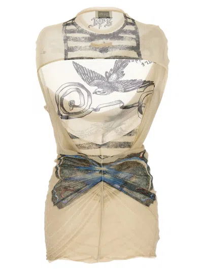 Jean Paul Gaultier The Short Tattoo Rose And Bird Dresses Multicolor In Multi