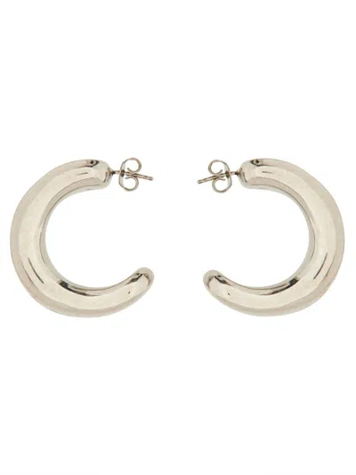 Jean Paul Gaultier Sculptural Silver Brass Earrings In Metallic