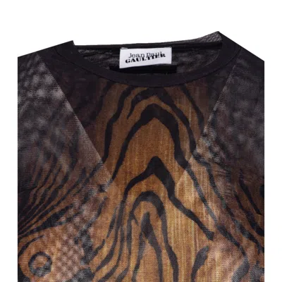 Jean Paul Gaultier Women Mesh Long Slevees The Wood Print Top In Multi