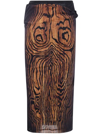 Jean Paul Gaultier Animal Print High Waist Sheer Overlay Skirt