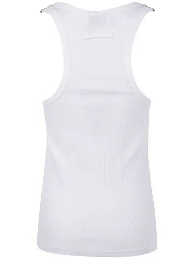 Jean Paul Gaultier Ribbed Texture Sleeveless Tank Top With Double Buckle Hardware In White