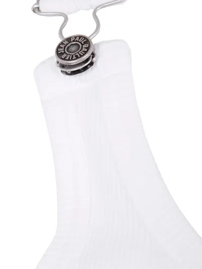 Jean Paul Gaultier Ribbed Texture Sleeveless Tank Top With Double Buckle Hardware In White