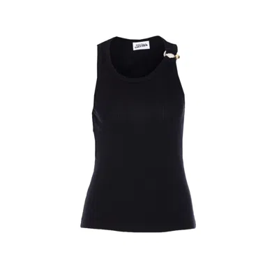 Jean Paul Gaultier Tank Top With Gold-tone Hardware And Ribbed Texture