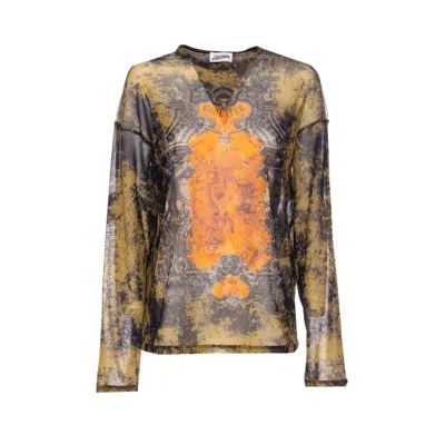 Jean Paul Gaultier Women The Medaillon Print Long Sleeves Top In Green