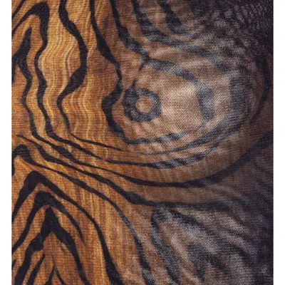 Jean Paul Gaultier Wood-print Sleeveless Top In Brown