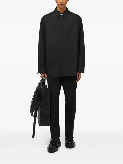 Jil Sander Black Wool Tapered Trousers In Black