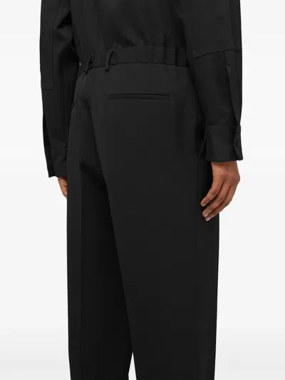 Jil Sander Black Wool Tapered Trousers In Black