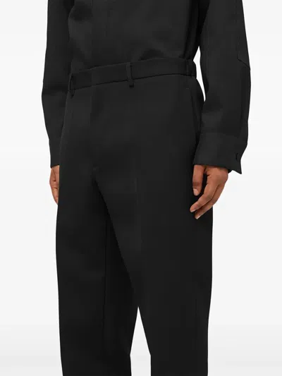 Jil Sander Black Wool Tapered Trousers In Black