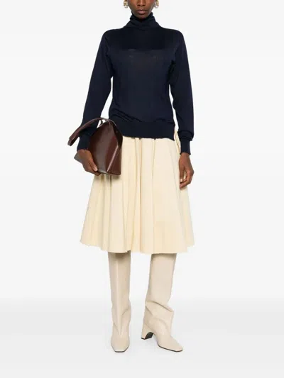 Jil Sander Fitted High-neck Cashmere Sweater In Blue