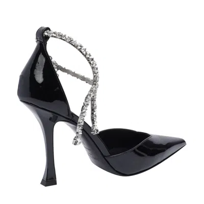 Jimmy Choo Stevie 100 Crystal-embellished Pumps In Patent Leather In Black