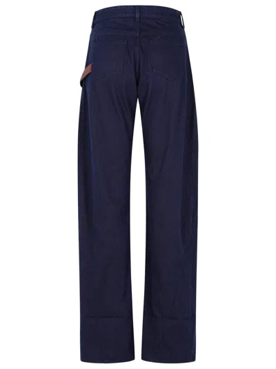 Jw Anderson Workwear Cotton Pants With Blue Twisted Leg In Blue