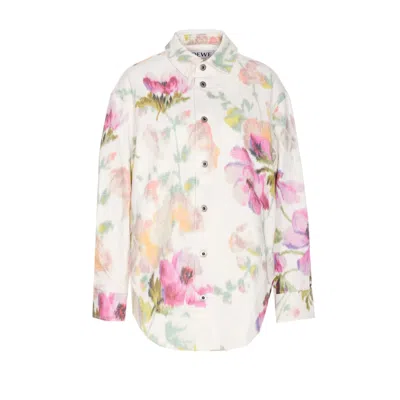 Loewe Floral-print Button-down Overshirt In Neutral