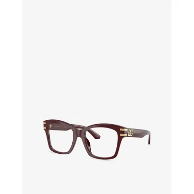 Dolce & Gabbana Womens Red Dg3419 Square-frame Acetate Optical Glasses