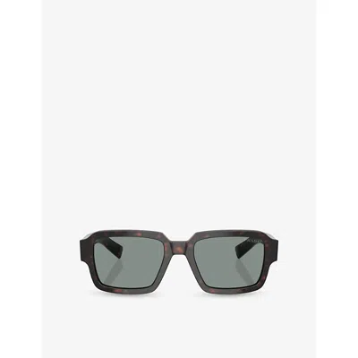 Prada Womens Brown Pr 02zs Rectangle-frame Acetate Sunglasses