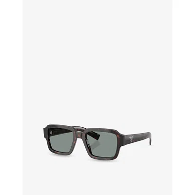 Prada Womens Brown Pr 02zs Rectangle-frame Acetate Sunglasses