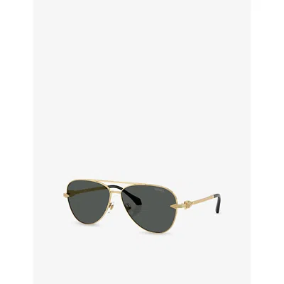 Versace Womens Gold Ve2283 Aviator-frame Metal Sunglasses