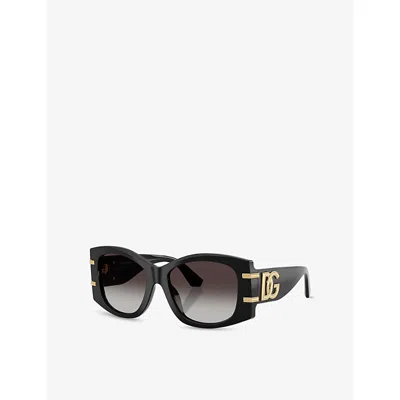 Dolce & Gabbana Womens Black Dg4501 Butterfly-frame Acetate Sunglasses