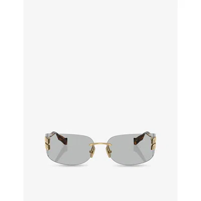 Miu Miu Womens Gold Mu A51s Square-frame Metal Sunglasses