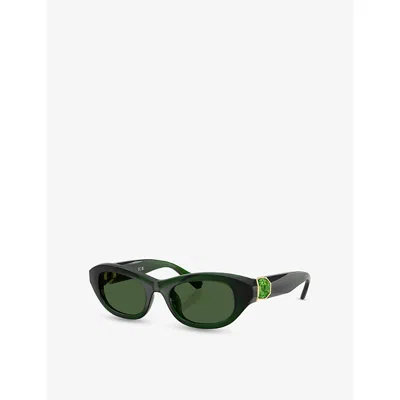 Swarovski Womens Green Sk6036u Cat-eye Acetate Sunglasses