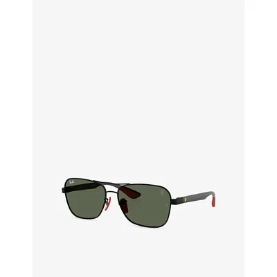 Ray Ban Womens Black Rb8336m Scuderia Ferrari Square-frame Metal Sunglasses