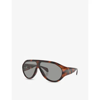 Moncler Womens Brown Me8009u Bombolle Tortoiseshell Oval-frame Nylon Sunglasses