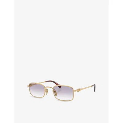 Miu Miu Womens Gold Mu A53s Square-frame Metal Sunglasses