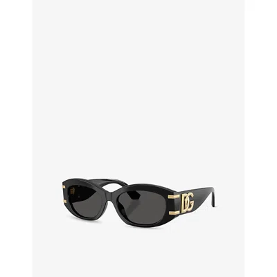 Dolce & Gabbana Womens Black Dg4502 Oval-frame Acetate Sunglasses
