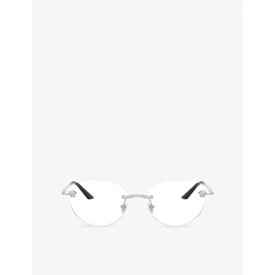 Versace Womens Silver Ve1305 Round-frame Metal Optical Glasses
