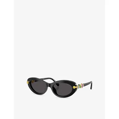Swarovski Womens Black Sk6042 Oval-frame Acetate Sunglasses