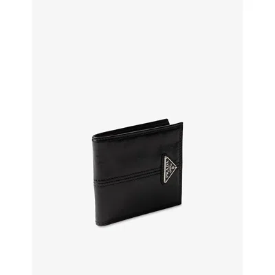 Prada Mens Black Brand-plaque Leather Wallet