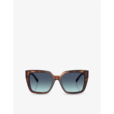 Tiffany & Co Womens Brown Tf4235 Square-frame Tortoiseshell Acetate Sunglasses
