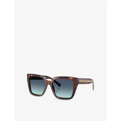 Tiffany & Co Womens Brown Tf4235 Square-frame Tortoiseshell Acetate Sunglasses