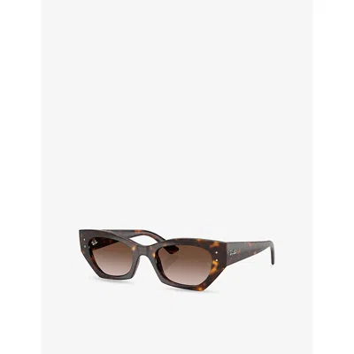 Ray Ban Womens Brown Rb4430 Zena Irregular-frame Tortoiseshell Acetate Sunglasses