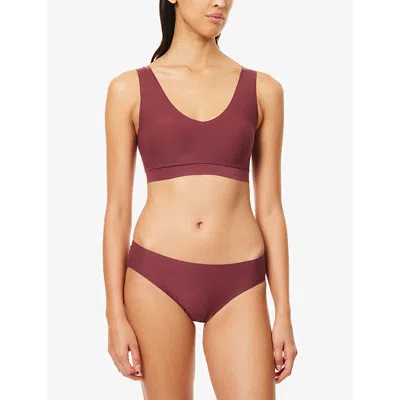 Chantelle Womens Sienna Softstretch Brazilian Briefs In Burgundy