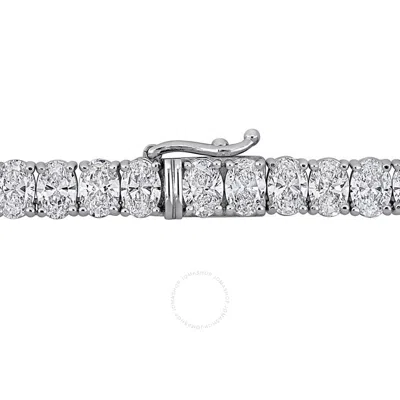 Created Forever 44ct Tw Oval-cut Lab-grown Diamond Tennis Necklace In 18k White Gold - 18 In