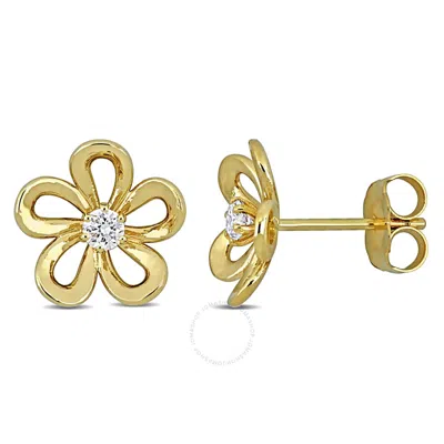 Created Forever 1/3ct Tw Lab-grown Diamond Flower Stud Earrings In 14k Yellow Gold - 7.25 In