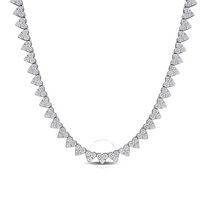 Created Forever 6 1/4t Tw Lab-grown Diamond Heart Shape Cluster Tennis Necklace In 14k White Gold -