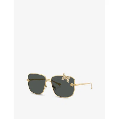 Versace Womens Gold Ve2282 Square-frame Metal Sunglasses
